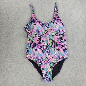 Roatan One Piece Swimsuit Womens 3X Pink Purple Abstract Resort Summer Vacation